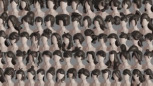Stylised Woman Hair Bundle model
