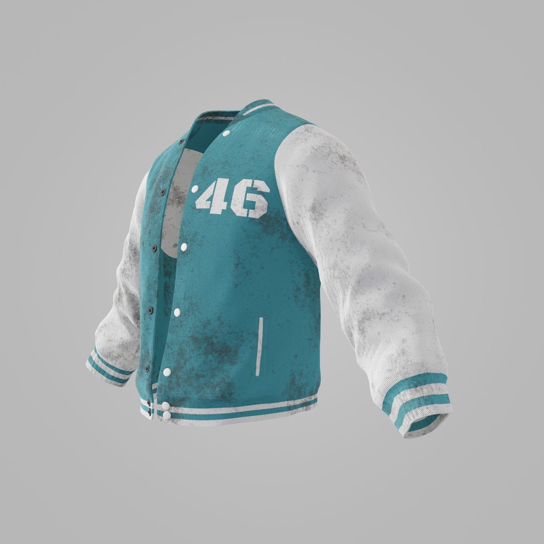 3D Male Jacket 01 Cyan And White Dirty - TurboSquid 2393360