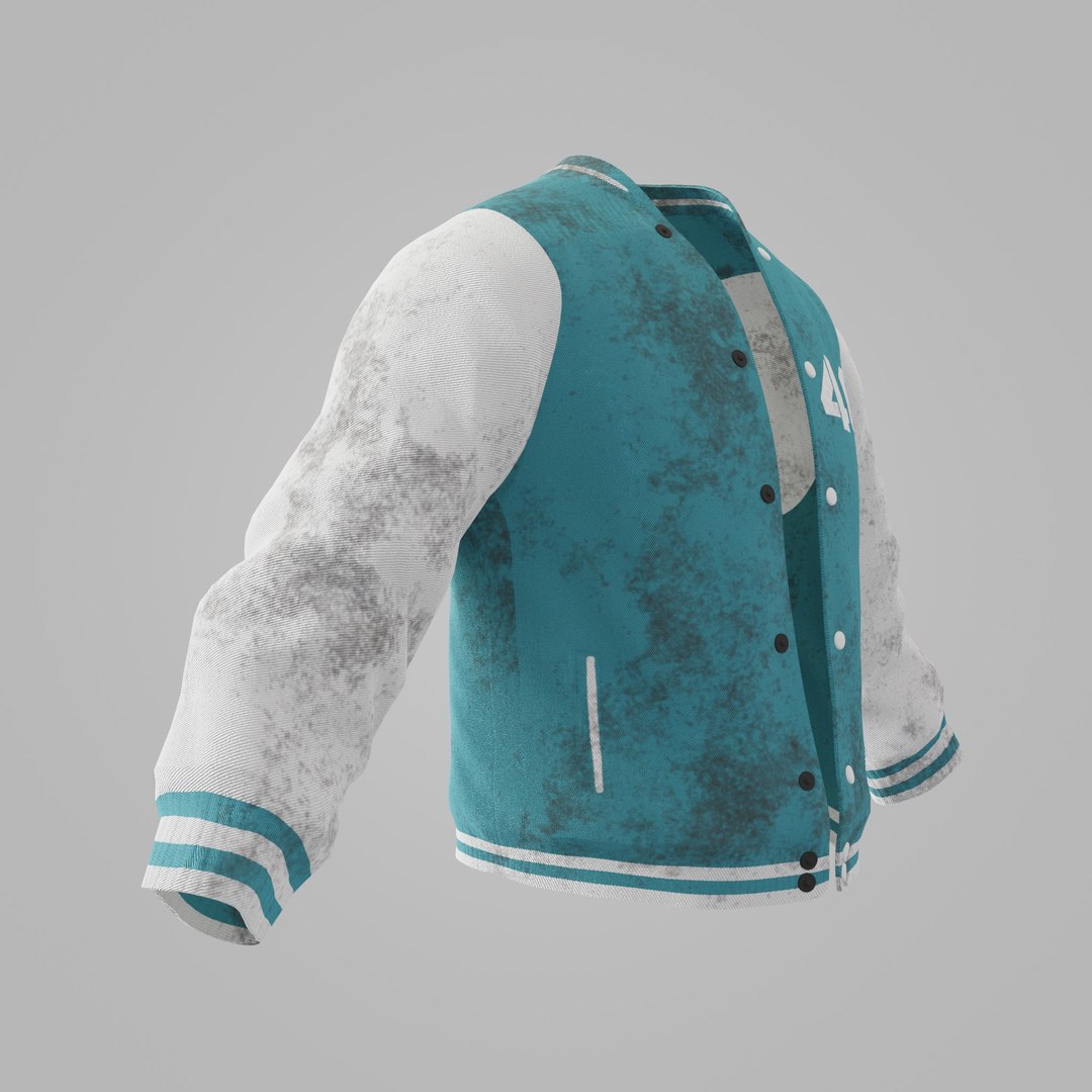 3D Male Jacket 01 Cyan And White Dirty - TurboSquid 2393360