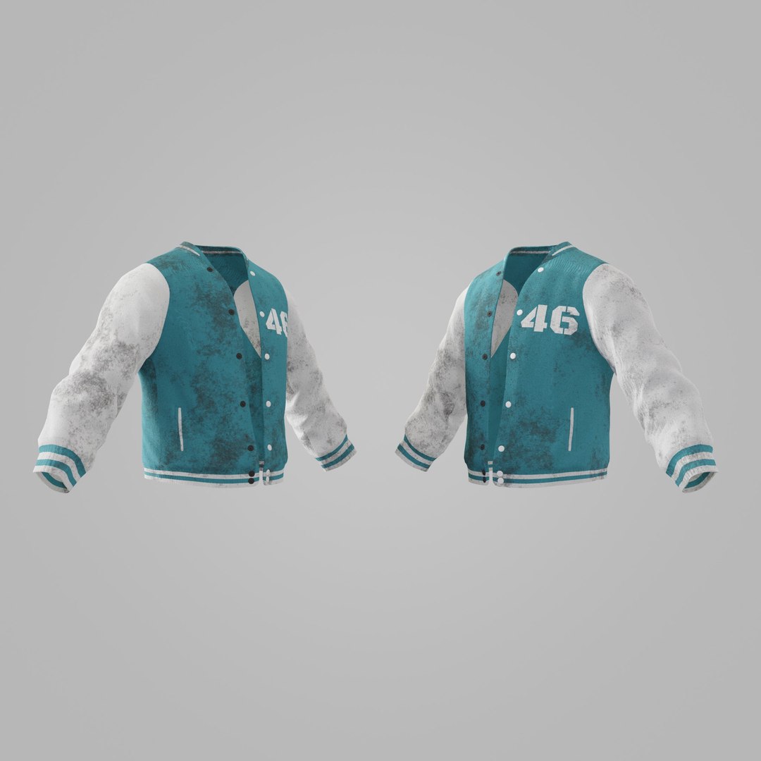 3D Male Jacket 01 Cyan And White Dirty - TurboSquid 2393360