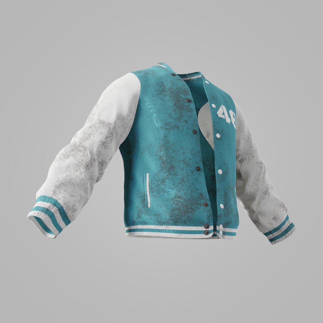 3D Male Jacket 01 Cyan And White Dirty - TurboSquid 2393360