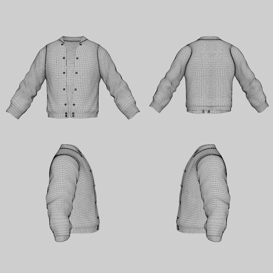 3D Male Jacket 01 Cyan And White Dirty - TurboSquid 2393360