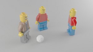 3D Lego Mans Are Playing Football