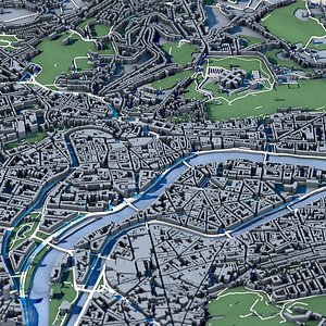 3D Liege Cityscape Belgium 3D Model Belgian Architecture  Meuse River Historic European City