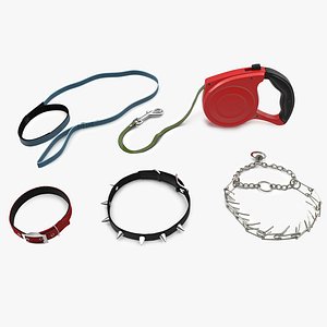 dog collar leashes 3d 3ds