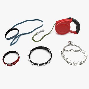 Dog Collar and Leashes 3D Models Collection