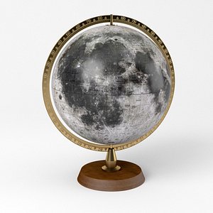 Lunar Globe with Wooden Stand and Brass Elements - Moon Globe
