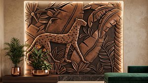 Tropical Leopard Jungle Relief 3D CNC Panel G114MAZ