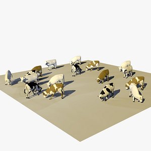 3D group cows animal 1