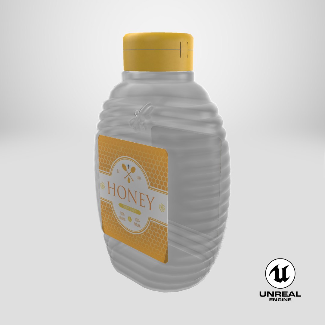 Empty Honey Bottle model https://p.turbosquid.com/ts-thumb/T1/3PUEnc/G0/stemcell_unreal_render/png/1740411710/1920x1080/fit_q87/e0a53ff3bef823616cf10f2310144fc64969a3a9/stemcell_unreal_render.jpg