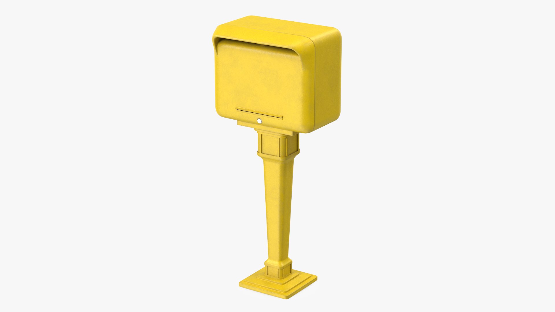 Yellow Metal Mailbox Post 3D model preview