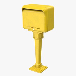 3D Yellow Metal Mailbox Post