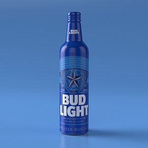 3D model budweiser light aluminum bottle