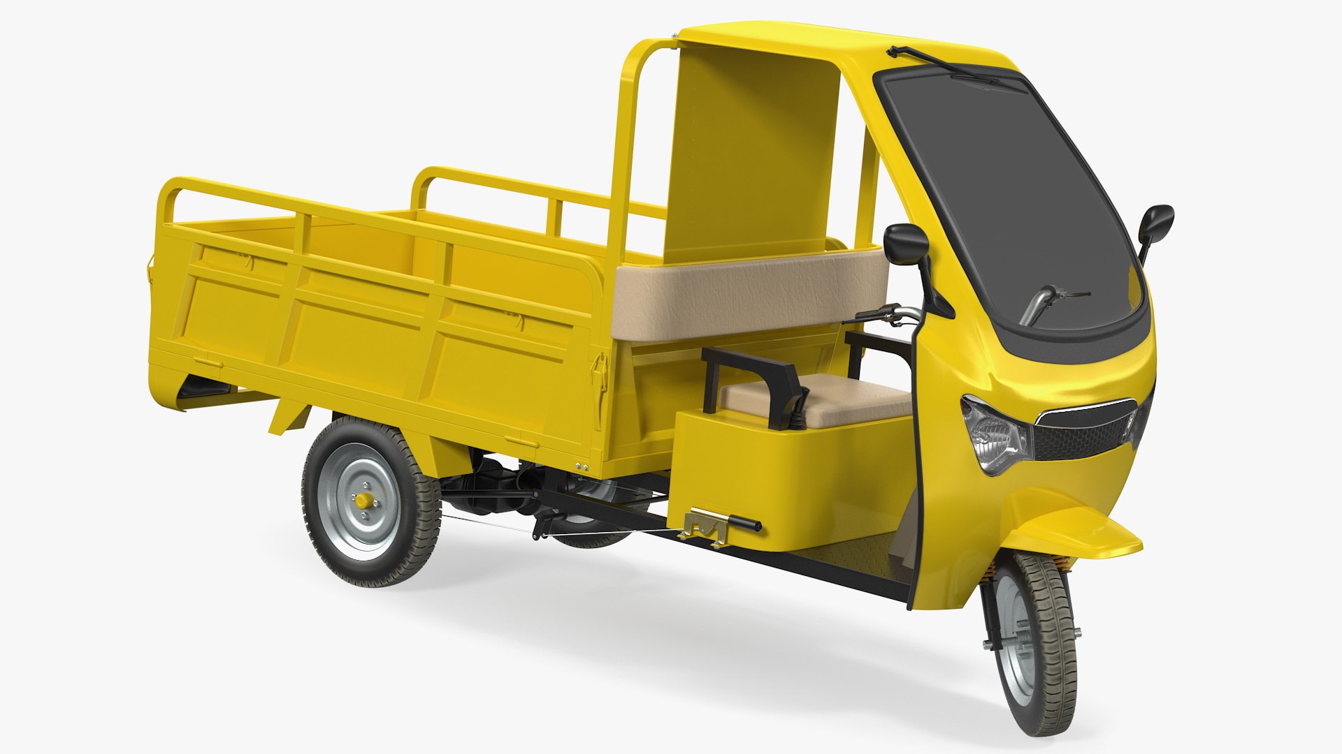 Electric Cargo Tricycle Rickshaw Rigged 3D model preview