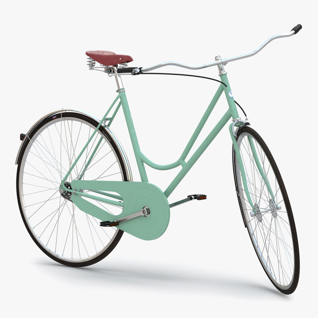 City Bike Green Rigged 3D Model 3D model preview