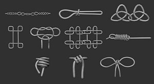 3D 20 Low poly knot nodes base mesh Zbrush IMM and curve set