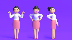 Minimal Women Cartoon Character 3D model
