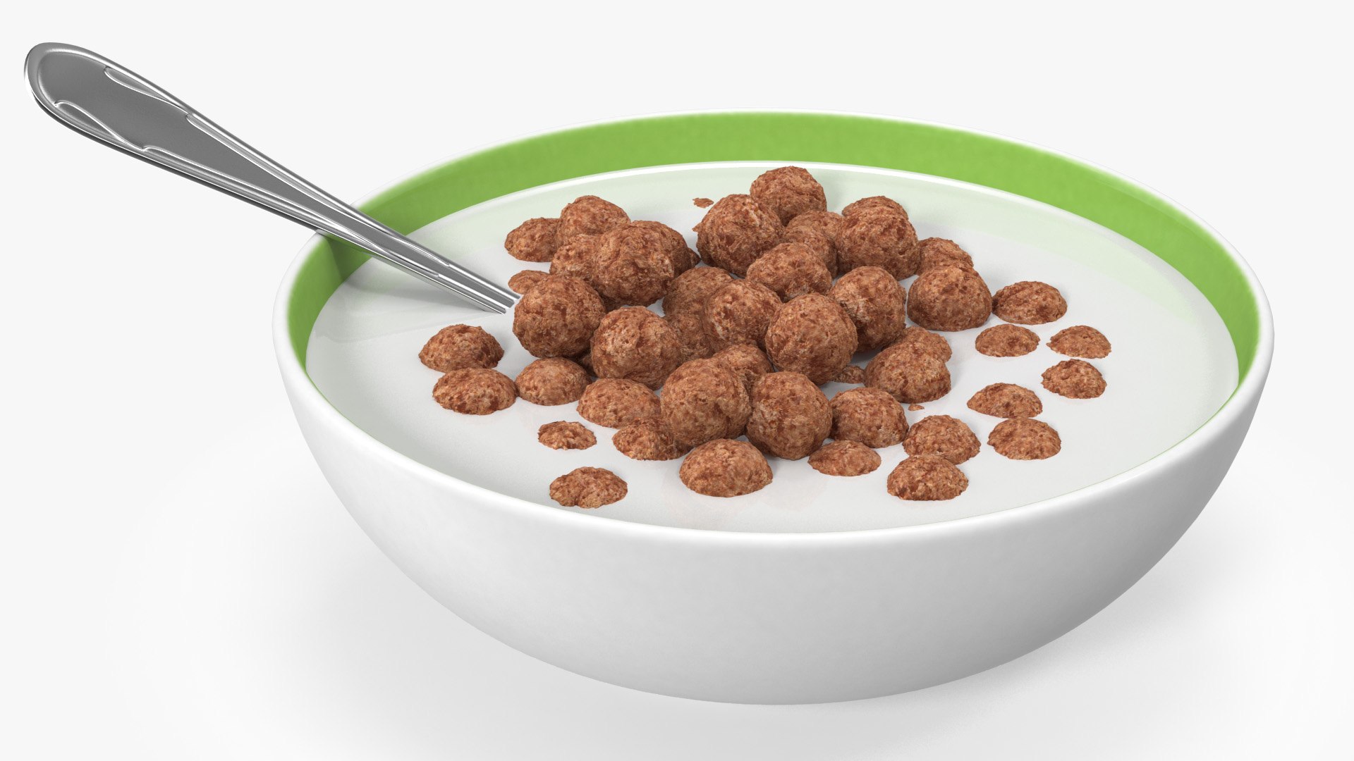 Cereal Chocolate Balls in Bowl with Milk 3D model preview