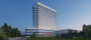 hospital building with 3D model