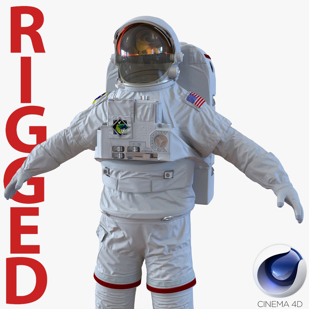 Extravehicular Mobility Unit without Visor Rigged for Cinema 4D 3D model preview