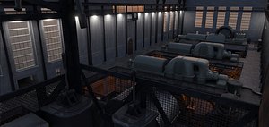1920s Power Plant Turbine Hall 3D model