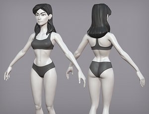 Cartoon female character Pietra base mesh