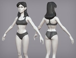 Cartoon female character Pietra base mesh