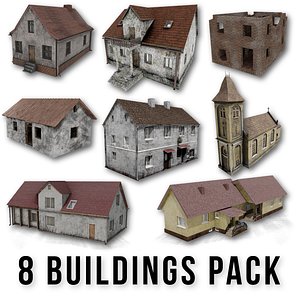 Post apocalyptic 8 Buildings Pack