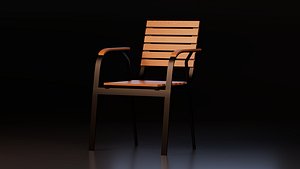 3D Modern Outdoor Wooden Armchair