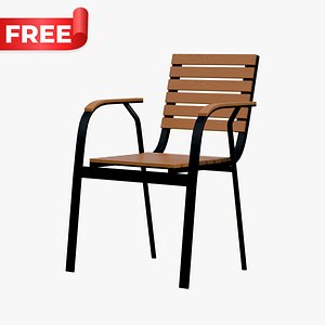 3D Modern Outdoor Wooden Armchair