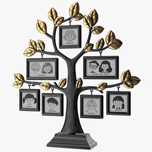 Gold Photo Frame with Black Family Tree