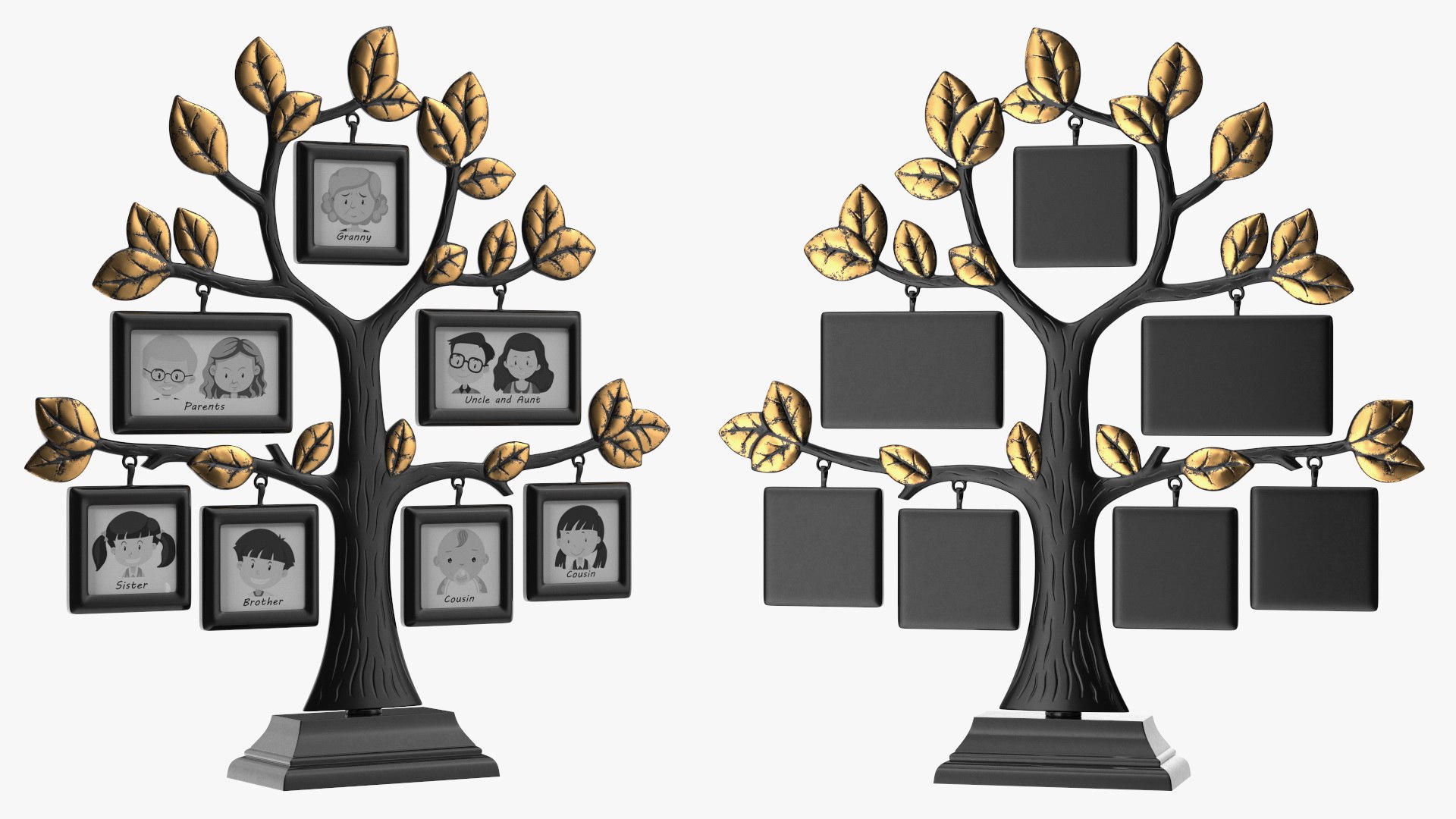 3d gold photo frame with black family tree model turbosquid 1969606