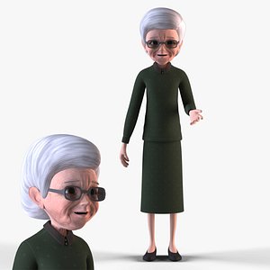 Cartoon Old Woman - Rigged Biped catRig 3D model
