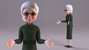 Cartoon Old Woman - Rigged Biped catRig