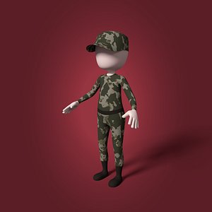 3D cartoon soldier mesh model