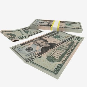 3d 20 dollars banknote