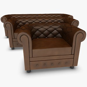 realistic chester sofa set 3d max