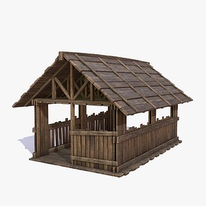 Old Wooden Shed Building 4K GameReady low-poly 3D model Low-poly 3D model model