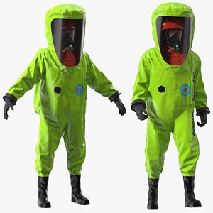 Heavy Duty Chemical Protective Suit Green Rigged for Cinema 4D 3D model