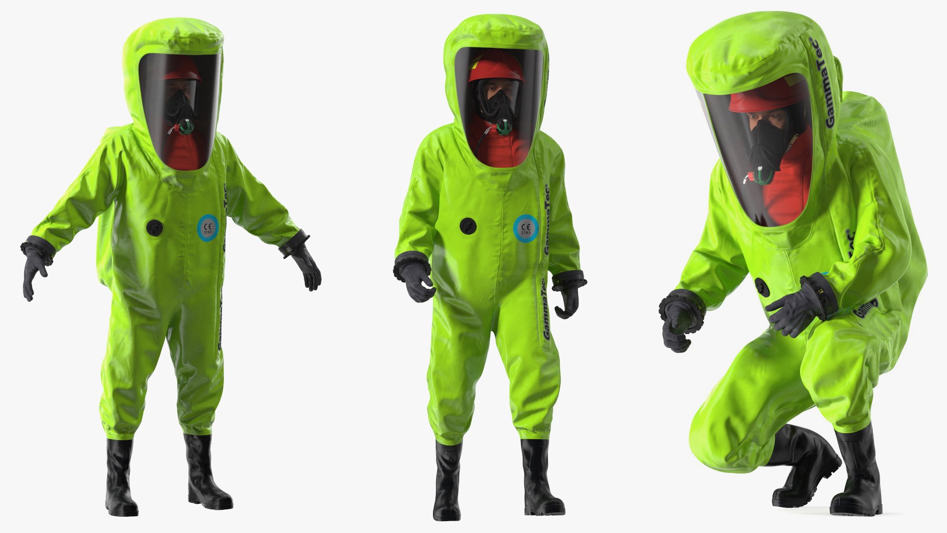Heavy Duty Chemical Protective Suit Green Rigged for Cinema 4D 3D model preview