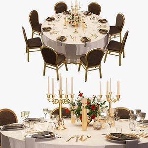 Gala Dinner Setup 3D Model 3D
