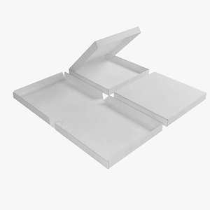 4-inch Pizza Boxes White Paper Mockup 3D model