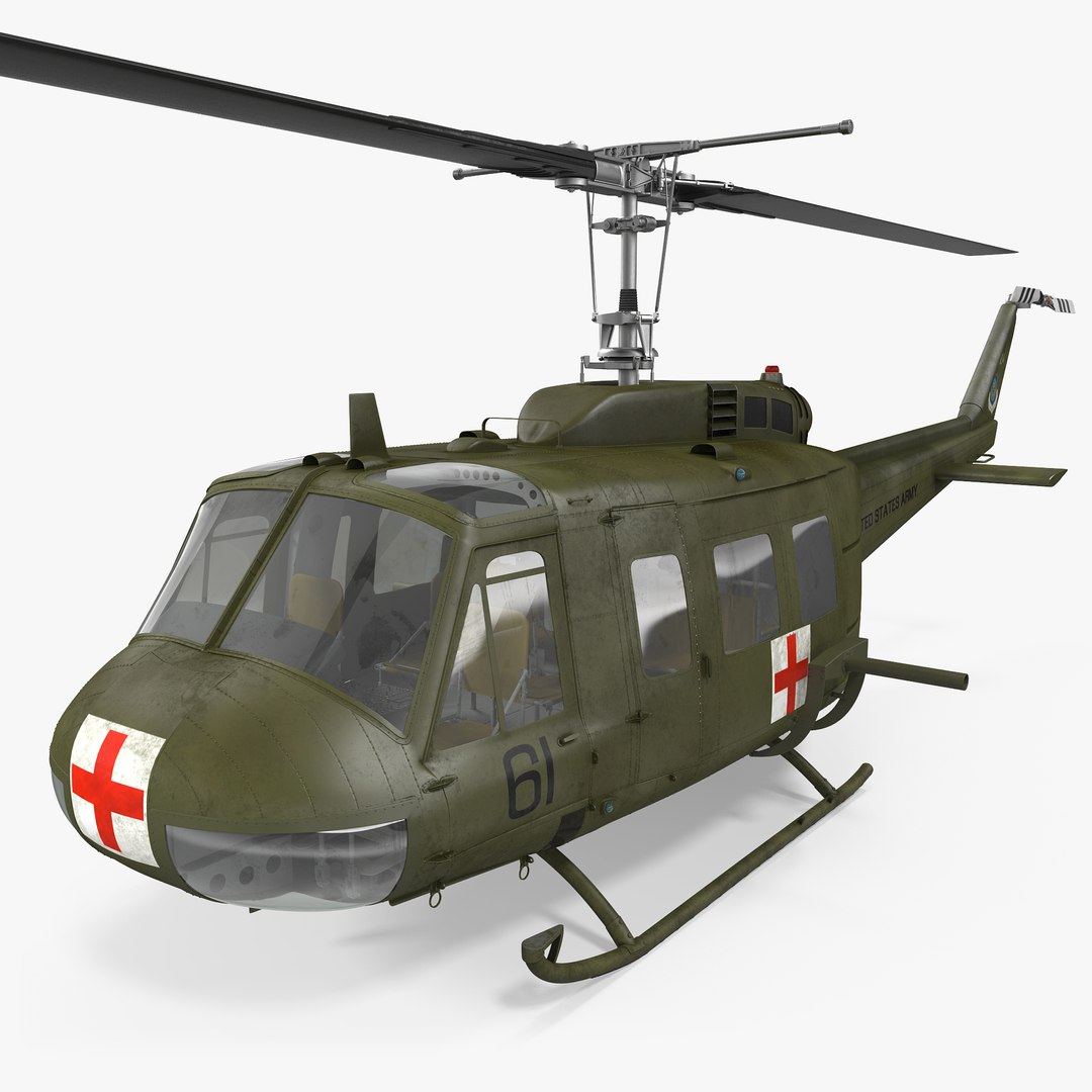 Bell UH-1 Iroquois MedEvac 3D model preview