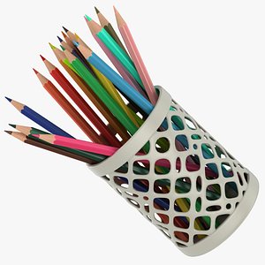 realistic colored pencils cup model