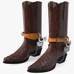 Crocodile Cowboy Boots with Spurs