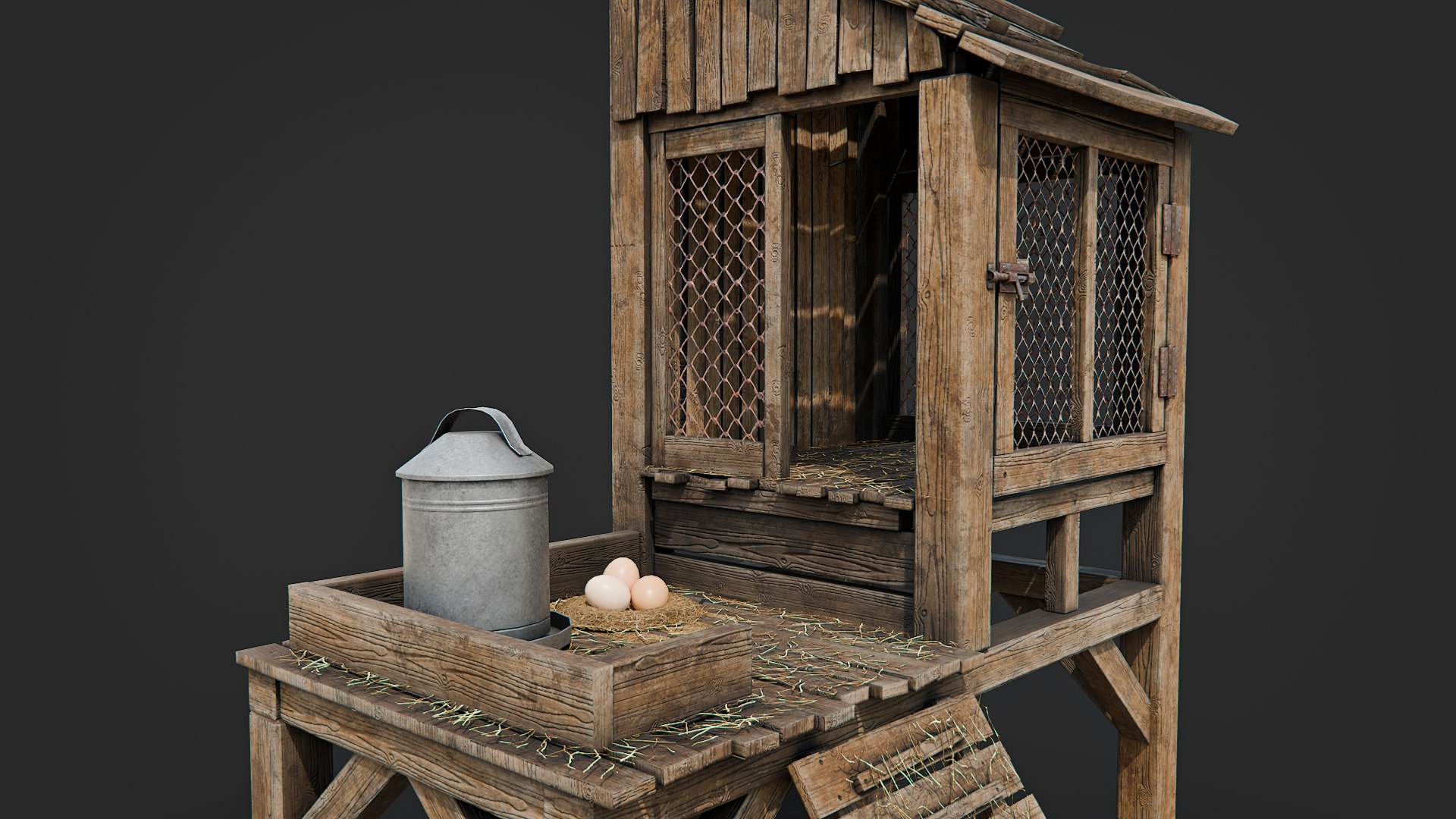 Rustic Wooden Chicken Coop 3D model https://p.turbosquid.com/ts-thumb/T3/1lEZj7/9Y/5/png/1776955338/1920x1080/fit_q87/755464c807fe6bcebf940fb1d6c941445f6e0c41/5.jpg
