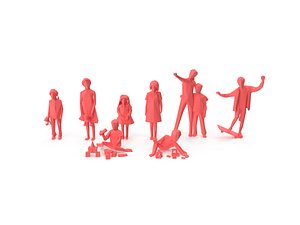 kids crowd people 3D model