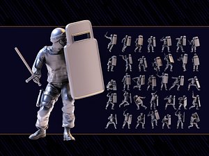Riot Police Figure Set 01 3D model