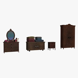 make up mirror Dressing table and Cupboard 3D