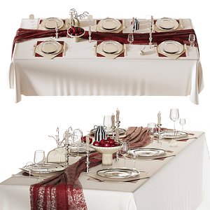 3D Festive table setting model